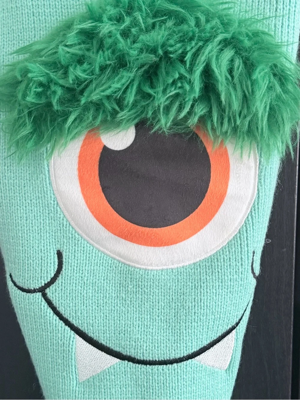 Cute Green Monster Knit Dog Sweater with Faux Fur Hair